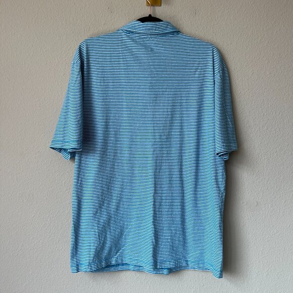 Johnnie-O Blue White Striped Polo Shirt Size L - Picture 2 of 6